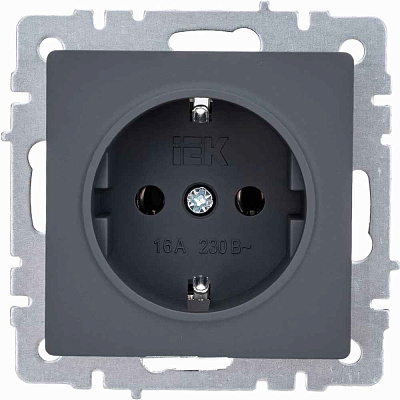 ИЭК Брайт Роз. 1м с з/к без з/шт 16А РС11-1-0-БрГ  графит