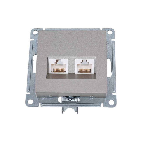 ШЭ Атлас Роз.двойная (комп+комп) с/у RJ45+RJ45, кат.5E, (б/рамки, шампань) ATN000585 (10шт/уп)