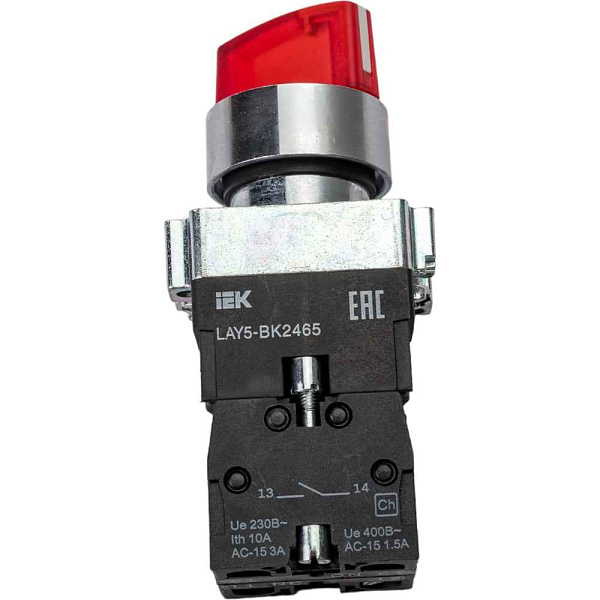Переключат. LAY5-BK2465 на 2 полож. красн. ИЭК