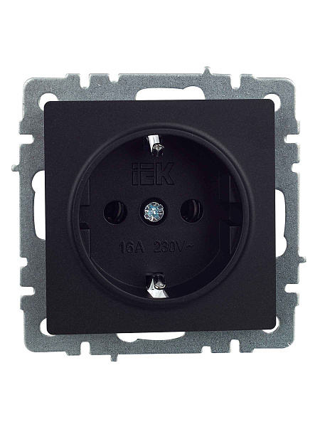 ИЭК Брайт Роз. 1м с з/к без з/шт 16А РС11-1-0-БрЧ   черный IEK