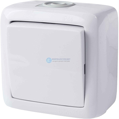 xегель Альфа Выкл. о/у 1кл брызгозащ. IP44 (250В, 10А) белый ВА10-211