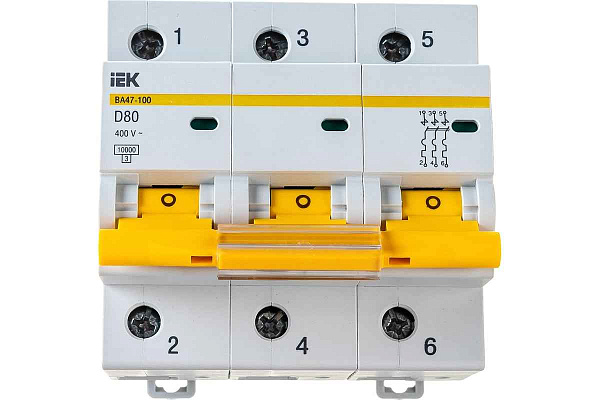 Автомат (ВА 47-100) 3п  80А (D) ИЭК