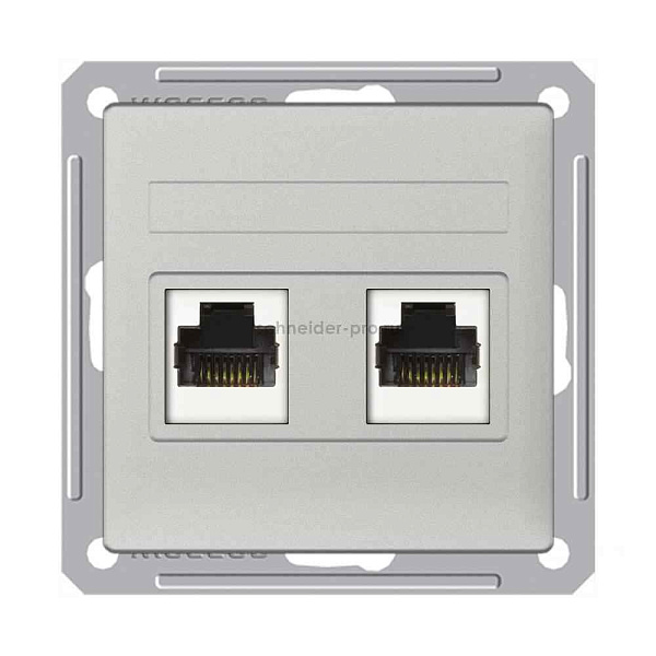 ШЭ 59 Роз. телеф.двойная  с/у RJ11 (мат.xром, б/рамки)(10шт) RSI-251TT-5-86