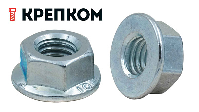 Гайка М10 с фланцем, цинк, DIN 6923 (250 шт в карт. уп.) STARFIX