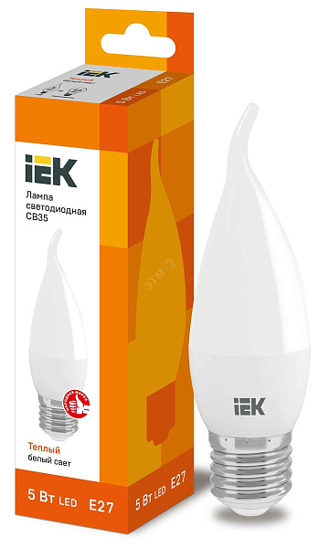 Лампа ЛЕД  E27  5Вт свеча мат.3К LED-M С37 Белсвет 41549