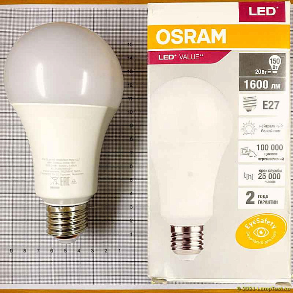 Лампа ЛЕД  E27 20Вт 4К LVCLA150 20SW/840 230V E27 RU OSRAM
