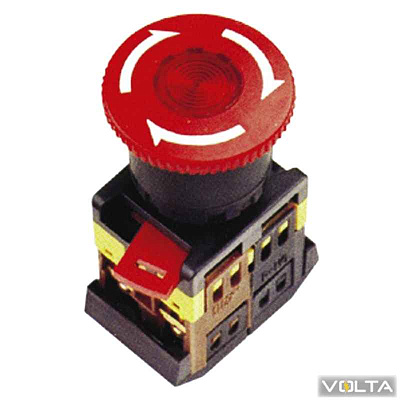 Кнопка ANE-22 "Грибок" с фиксацией красный d22мм н/240В 1з+1р ИЭК
