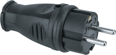 Вилка каучук прямая 2P+PE 16A 220В IP44 черная, Navigator 61368
