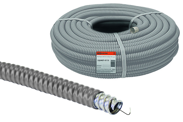 Металлорукав в ПВХ изоляции Р3-ЦП нг 10 (50 м/уп.) серый ГОФРОМАТИК