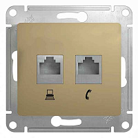 ШЭ Глосса Роз.двойная (телеф+комп) RJ11+RJ45, кат.5е (титан, б/рамки) GSL000485 (10шт/уп)