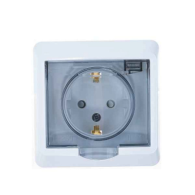 ИЭК Брайт Роз. 1м с з/к/ш с кр. 16А IP44 РСбш10-3-44-БрЖ жемч. IEK