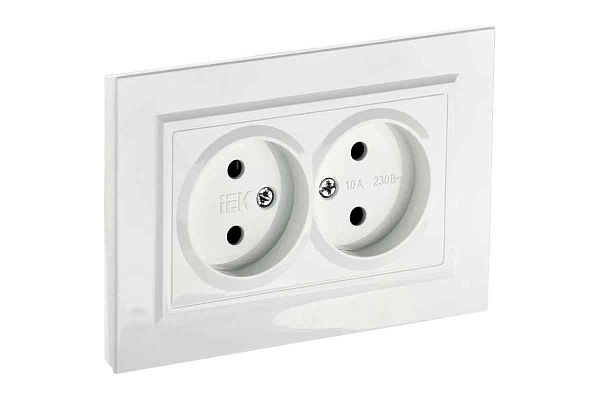 ИЭК Брайт Роз. 2-я без з/к/ш 10А в сб. РС12-2-БрБ бел. IEK