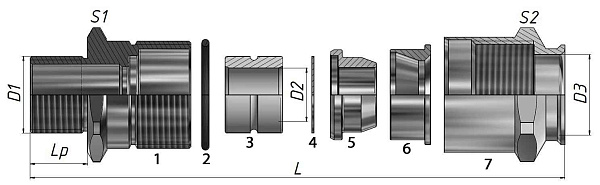 Ех-кабельный ввод ВКВБ1-НС-К1-20-26 1Ex db e II Gb X ГОФРОМАТИК