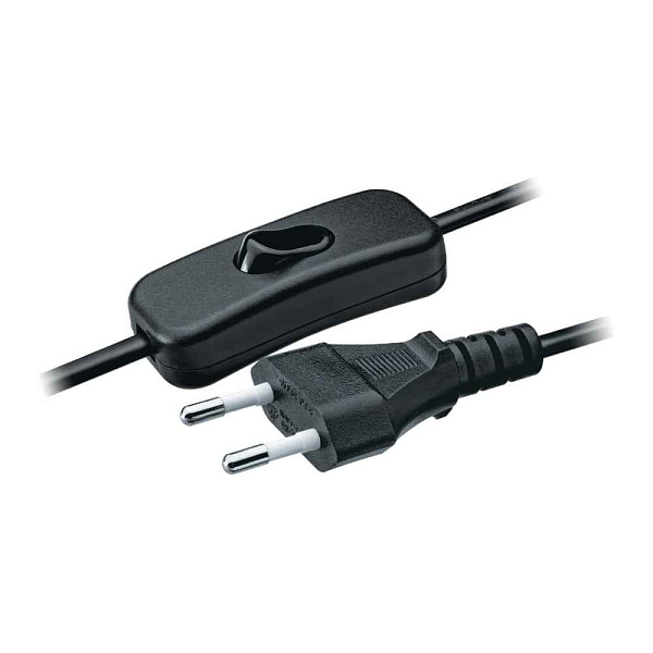 Шнур 2x 0,5 (1,7м) NPS-FS-170-2x0.5-BL 1.7м с выкл. черный 61720 Navigator