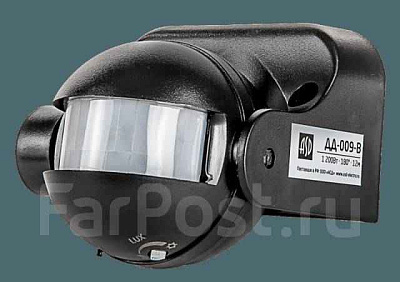 Датчик движ.ДД 009 чер. макс.нагр.1200Вт, угол обз.180гр., даль.12м, IP44 ИК NS-IRM05-BL Navi 80456