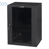 Шкаф настенный Next, 15U 550x600, стеклянная дверь, черный