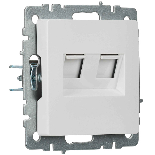 ИЭК Брайт Роз. комп. 2-ая RJ11+RJ45 кат.5E РК/Т12-БрБ белый IEK