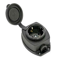 Розетка каучук  настенная 1 м 2P+PE 16А 220В черная Navigator, 61370, РФ