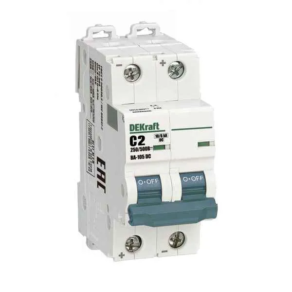 Автоматический выключатель 13389DEK Авт. выкл. 2P 6A х-ка C 500В DC ВА-105 DEKraft