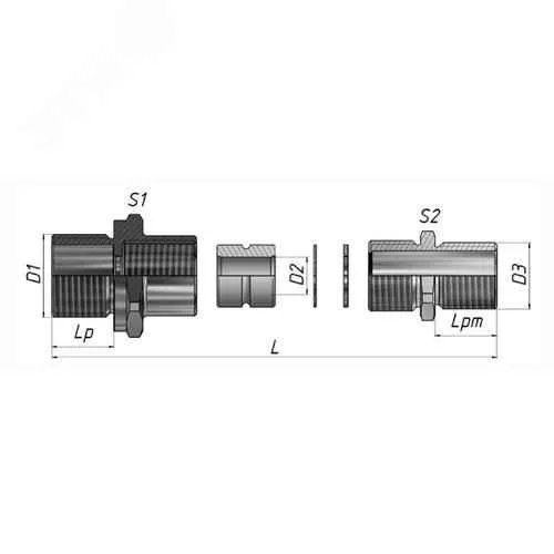 Ех-кабельный ввод ВКВ2ТН-НС-G1 1/2-G1 1/2-38 1Ex db e II Gb X ГОФРОМАТИК