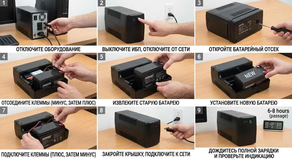 Инструкция по замене аккумулятора в ИБП