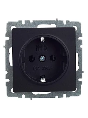 ИЭК Брайт Роз. 1м с з/к без з/шт 16А РС11-1-0-БрЧ   черный IEK