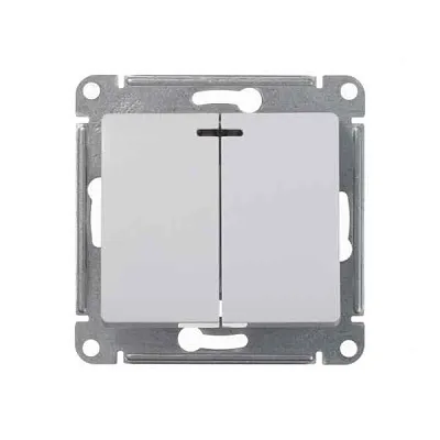 ШЭ Глосса Выкл. 2кл. с/у с инд. (белый, б/рамки) GSL000153 (20шт/уп)