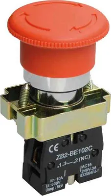 Кнопка LAY5-BS542 "Грибок" аварийный с фикс.  d22мм 240В НЗ ИЭК