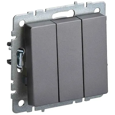 ИЭК Брайт Выкл. 3-кл. с/у  10А ВС10-3-0-БрГ графит