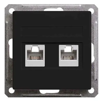 ШЭ 59 Роз. телеф.двойная  с/у RJ11 (ч.барxат, б/рамки)(10шт) RSI-251TT-6-86