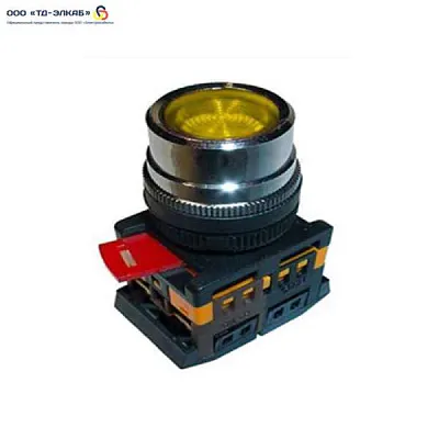 Кнопка ABLF-22 желтый 240В d22мм неон 1з+1р ИЭК