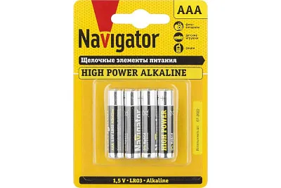 Элемент питания ААА NBT-NE-LR03-BP4 (по 4 в уп!) ALKALINE Navigator 94 751