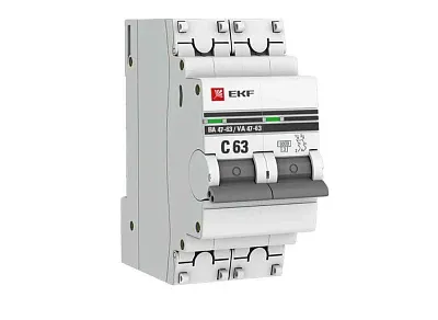 Автомат  2п 63А (C) (ВА 47-63) 4,5kA EKF PROxima