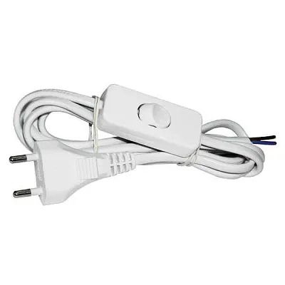 Шнур 2x0,75 (2,0м) УШ-1КВ  с выкл. и вилкой (белый) ИЭК