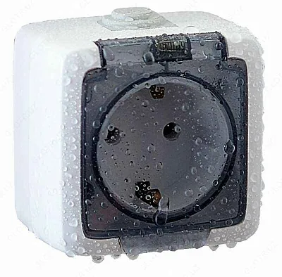 xегель Альфа Розетка о/у 1м с ЗК брызгозащ. IP44 (250В, 16А) белый РА16-211