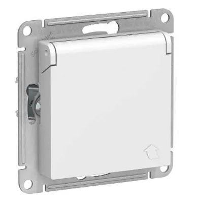 ШЭ Атлас Роз. 1-я с/у с/з з/шт с крышкой, 16А, IP20, (б/рамки, белый) ATN000146 (15шт/уп)