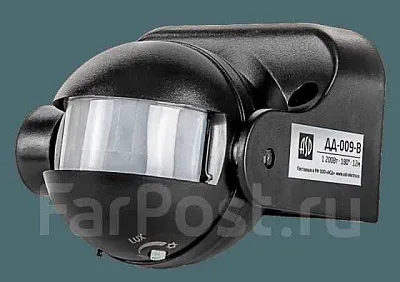 Датчик движ.ДД 009 чер. макс.нагр.1200Вт, угол обз.180гр., даль.12м, IP44 ИК NS-IRM05-BL Navi 80456