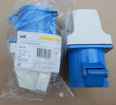 Силовая стацион.роз.о/п 123 2Р+РЕ 32А 220В IP44 ИЭК