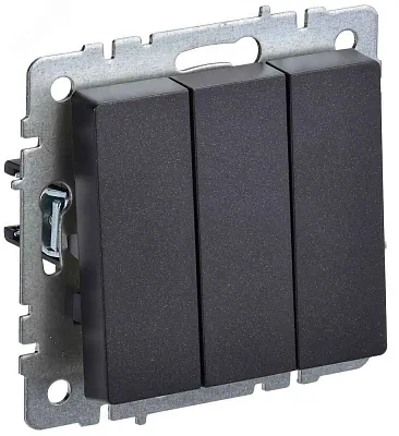 ИЭК Брайт Выкл. 3-кл. с/у  10А ВС10-3-0-БрЧ черн. IEK