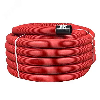 Труба двустенная  ПНД/ПВД 110 гофро красная ИЭК (буx 50м) в компл. с муфтой РФ