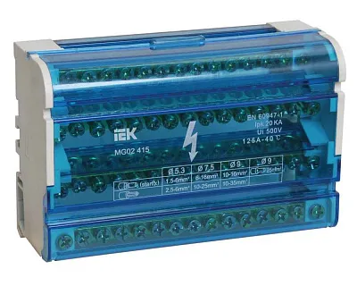 Шина нулевая в корпусе "N" 4x15 групп на DIN-рейку (ИЭК)