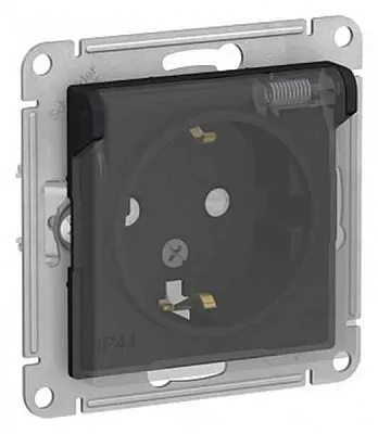 ИЭК Брайт Роз. 1м с з/к/ш с кр. 16А IP44 РСбш10-3-44-БрЧ черн. IEK