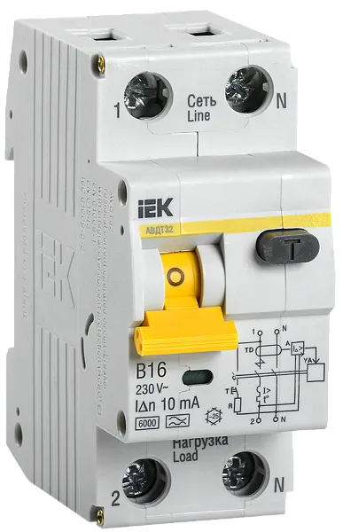 Авт.диф. 2п 16А 10мА B АВДТ32 6 кА ИЭК