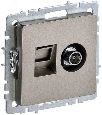 ИЭК Брайт Роз. TV+RJ45 кат.5E РТВ/РК12-БрШ шамп. IEK