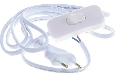 Шнур 2x 0,5 (1,7м)  NPS-FS-170-2x0.5-WH 1.7м с выкл. белый 61724 Navigator