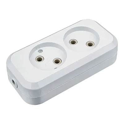 Колодка розеточная 2 гнезда с з/к АБС пластик, белая NCA-BL01-02-E-WH Navigator 61582