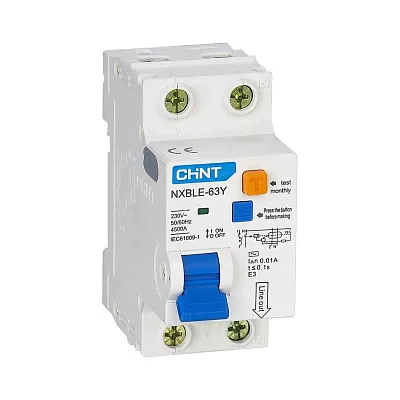 Авт.диф. 2п 10А 30мА  NXBLE-63Y 1P+N АС 4,5кА CHINT