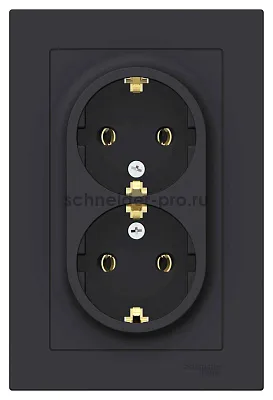 ШЭ Атлас Роз. 2-я с/у с/з 16А, (с/рамкой, карбон) ATN001024 (6шт/уп)