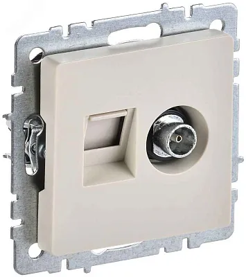 ИЭК Брайт Роз. TV+RJ45 кат.5E РТВ/РК12-БрЖ жемчуг IEK