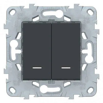 ШЭ Глосса Выкл. 2кл. с/у с инд. (антрацит, б/рамки) GSL000753 (20шт/уп)